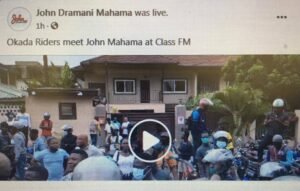 Hundreds of Okada Owners invade Class FM to thank Mahama for promising to legalize Okada Business (Watch)