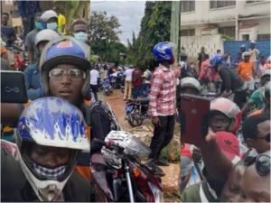 Hundreds of Okada Owners invade Class FM to thank Mahama for promising to legalize Okada Business (Watch)