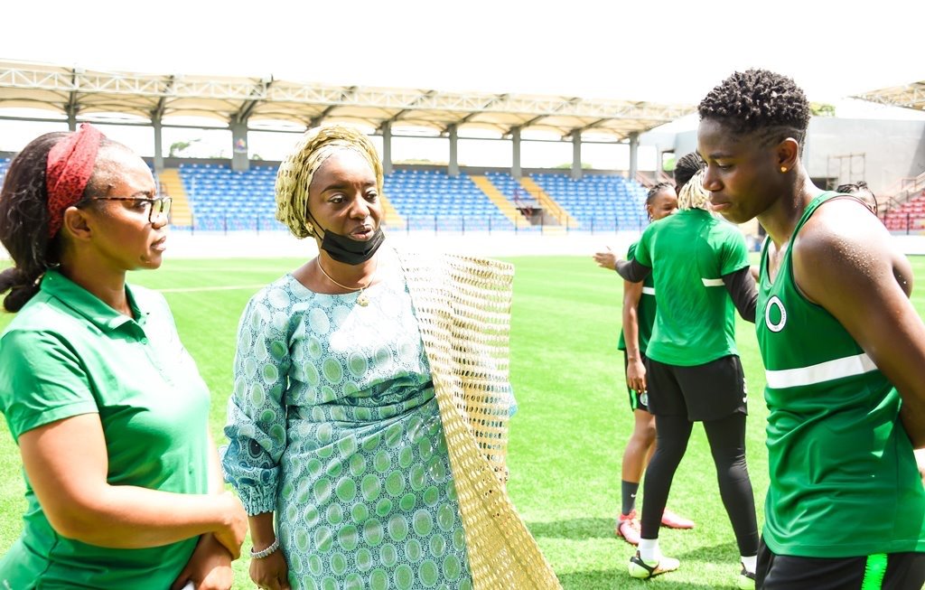 Lagos First Lady Ibijoke pays surprise visit to Super Falcons in training